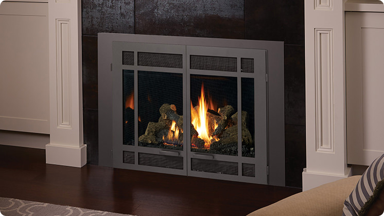 FireplaceX 33 DVI Large Gas Insert - Black painted Architectural™ double door