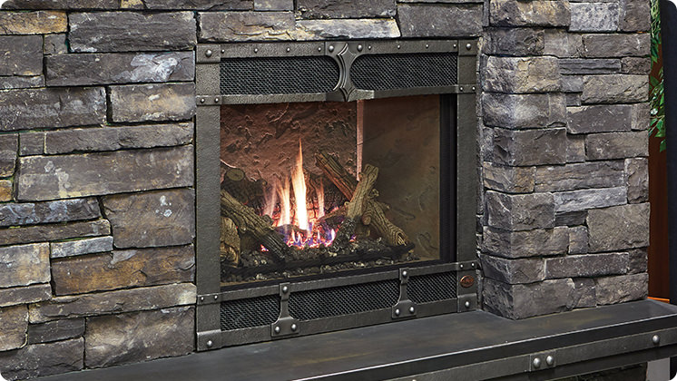 FireplaceX 864 HO Burnished patina Timberline face